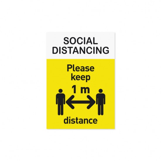 Covid-19 Wall sticker Social Distancing A5 Yellow 3pcs